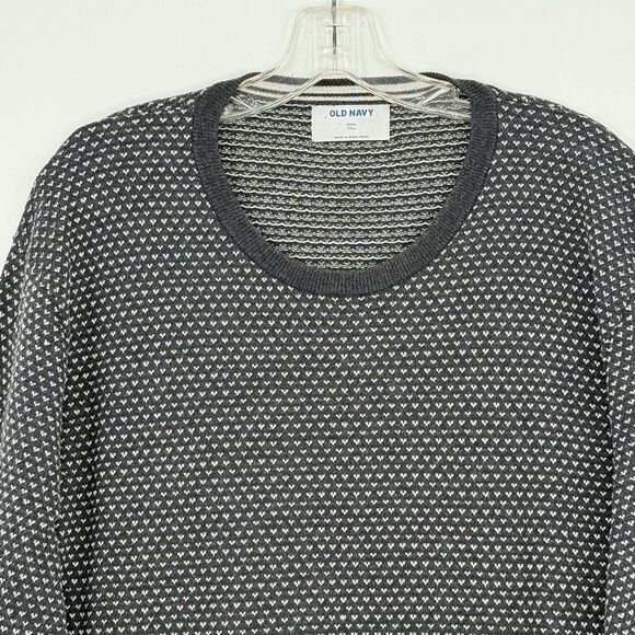 OLD NAVY Men's Sweater 3XL TALL Crew Neck Grey White Long Sleeves - Picture 7 of 13